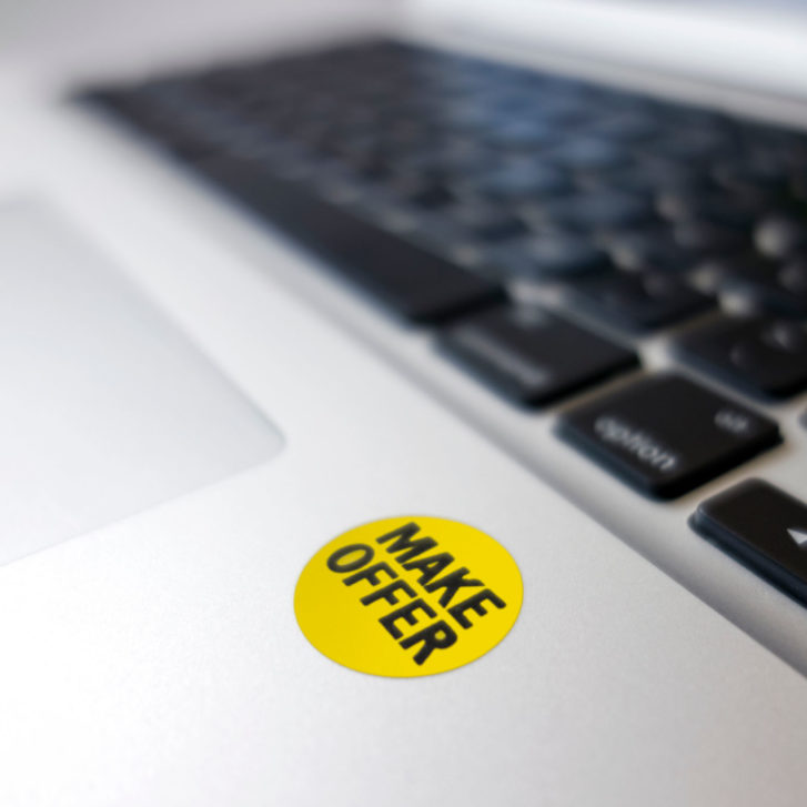 Make offer sticker on a laptop