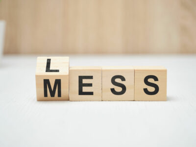 Less mess words on wooden blocks