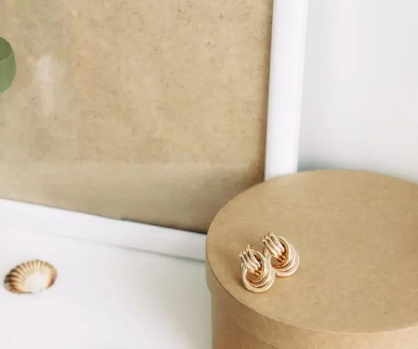 set of gold earrings