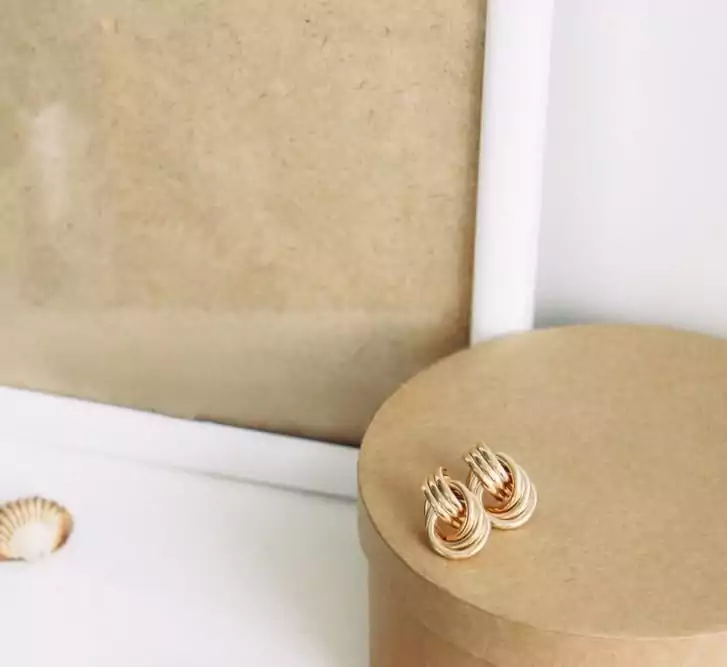 set of gold earrings