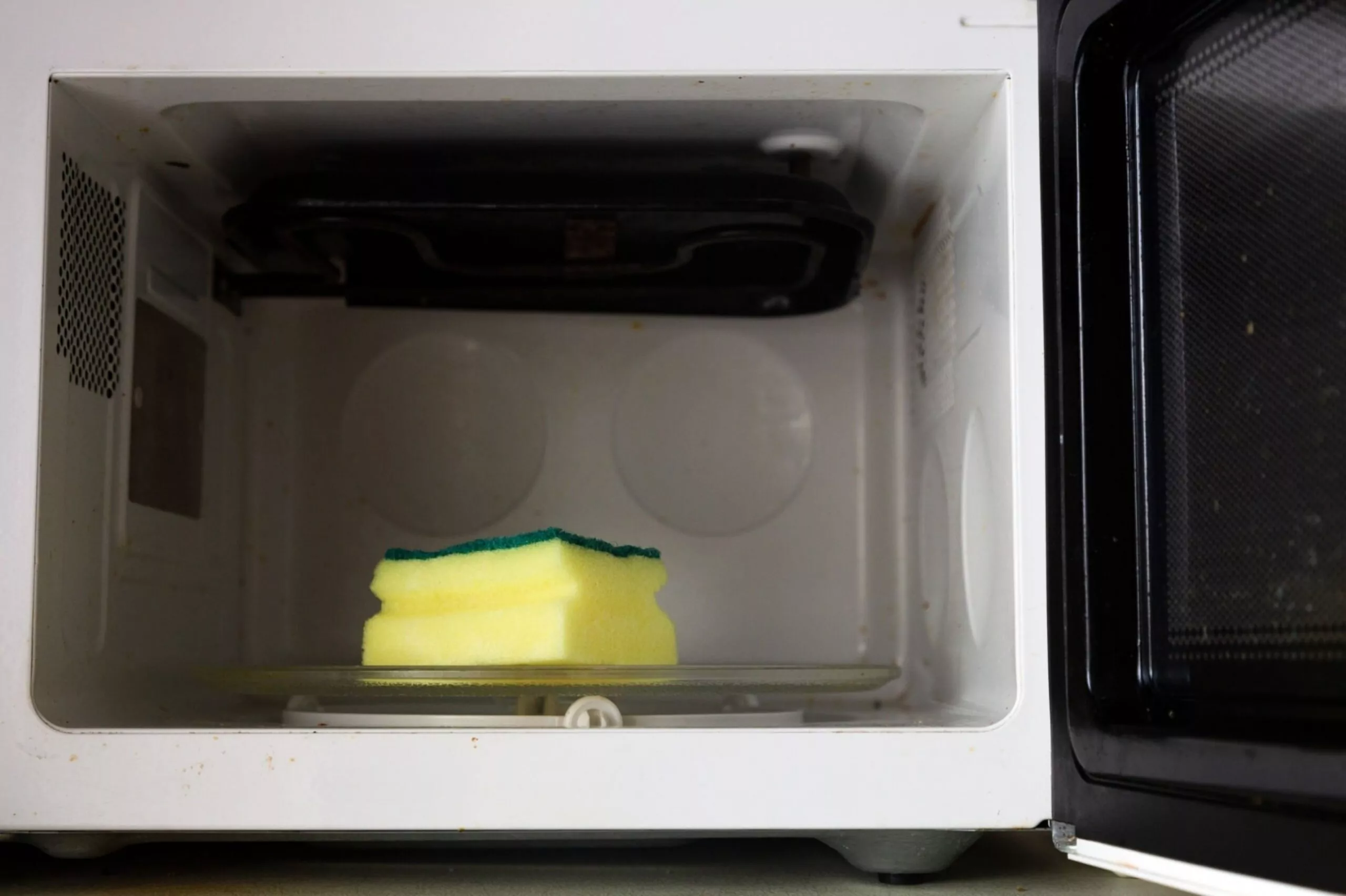 A sponge inside the microwave