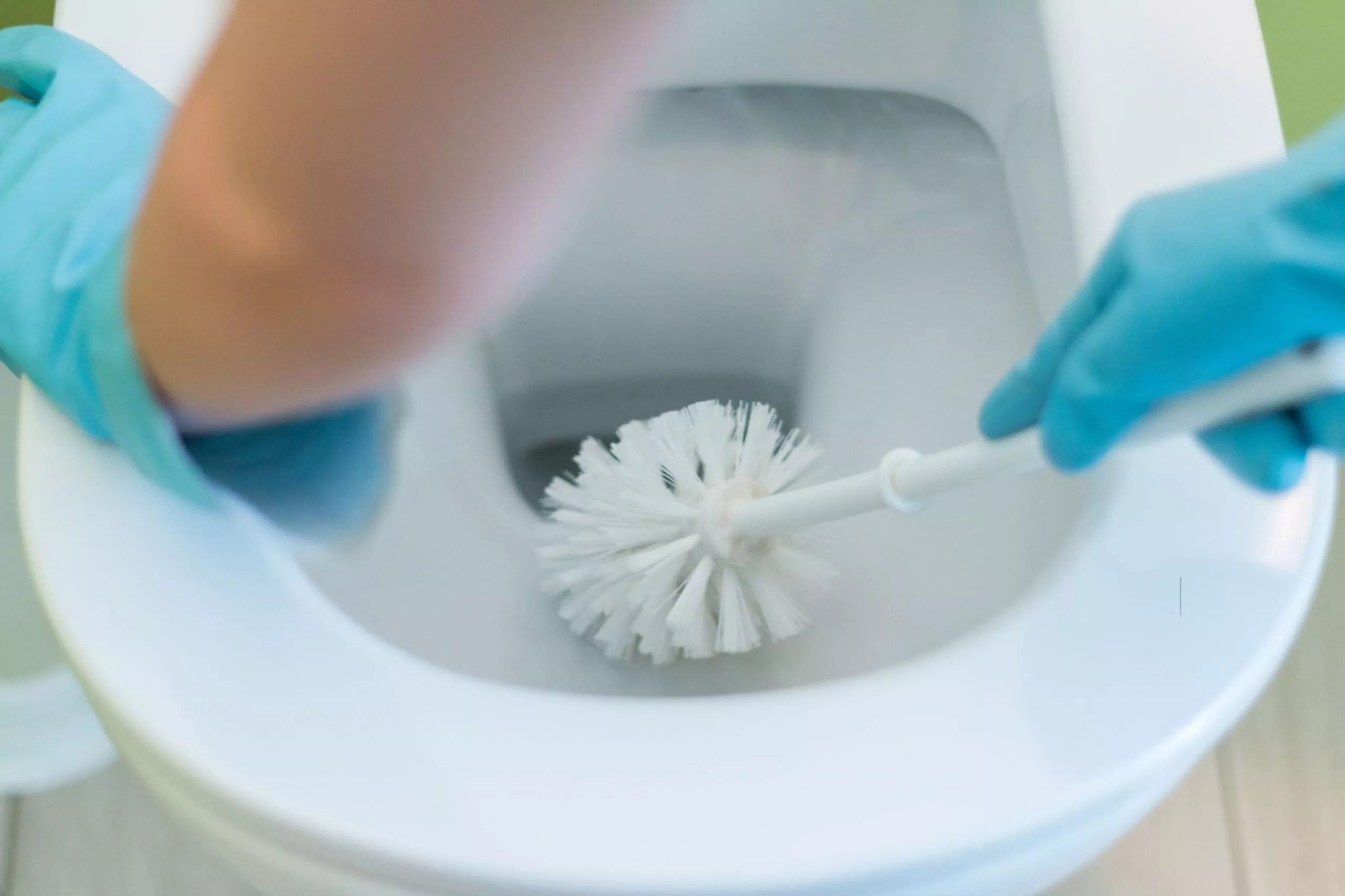 Best Methods & Products to Remove Hard Water Stains Cleanzen Image of a Scrubbing Toilet