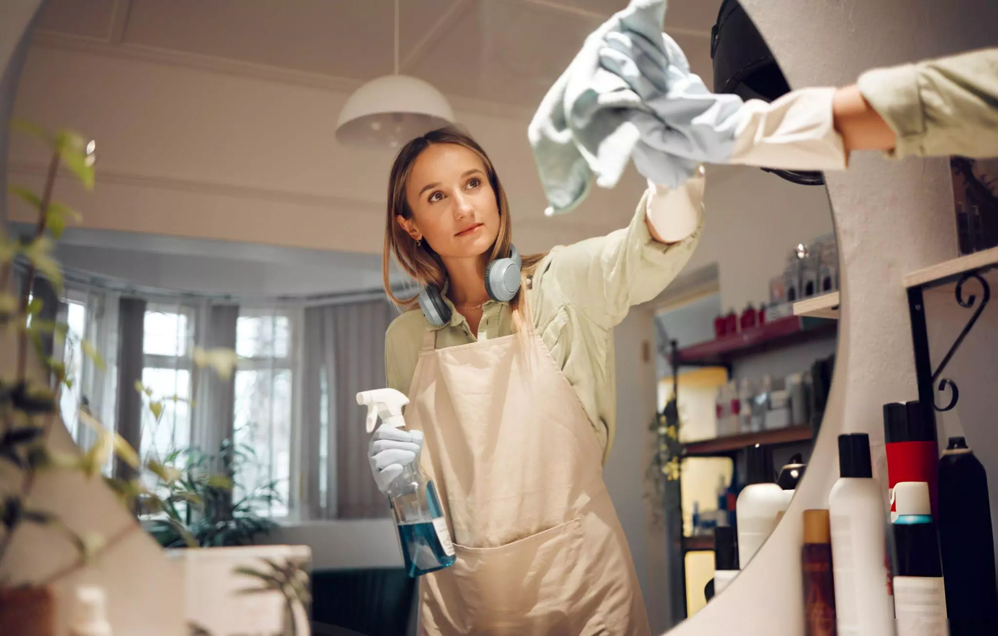 Cleaning Motivation Cleanzen Image of a Woman Cleaning Mirror