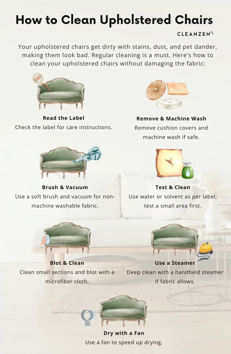 How to Clean Upholstered Chairs Cleanzen Infographic