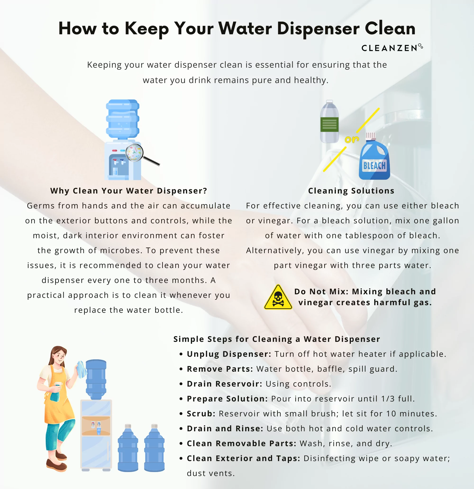 How to Clean Water Dispenser - Cleanzen