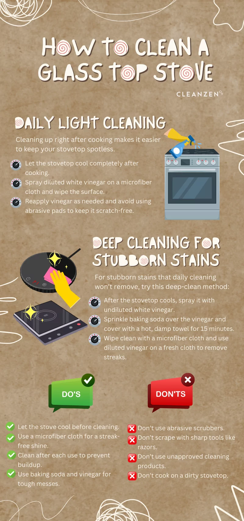 How to Clean a Glass Top Stove Cleanzen Infographic