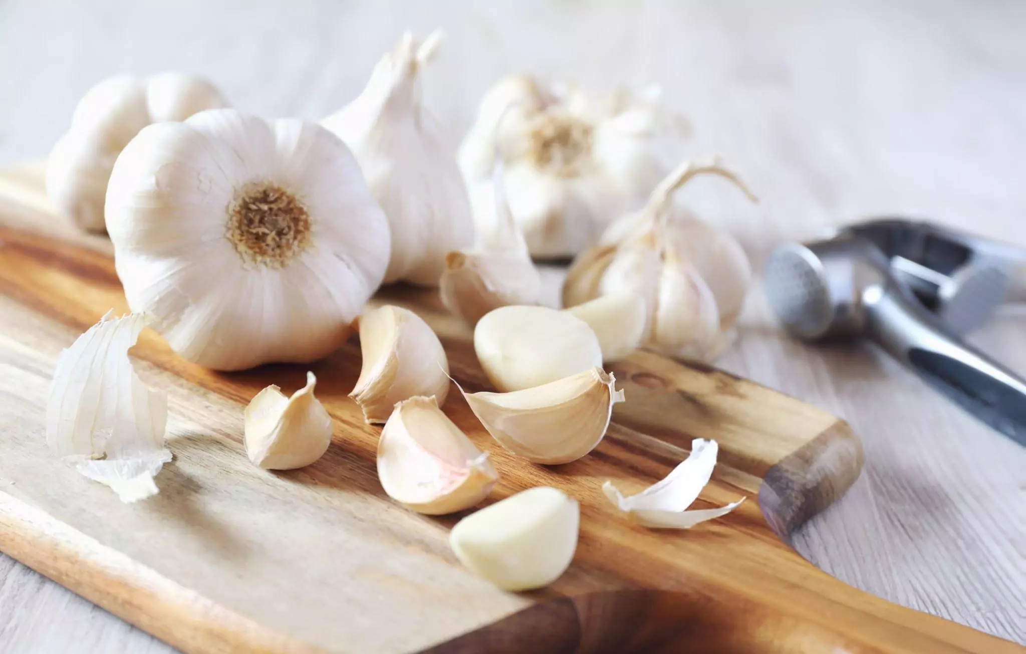How to Get Rid of Stink Bugs Cleanzen Image of Bulbs of Garlic on Cutting Board