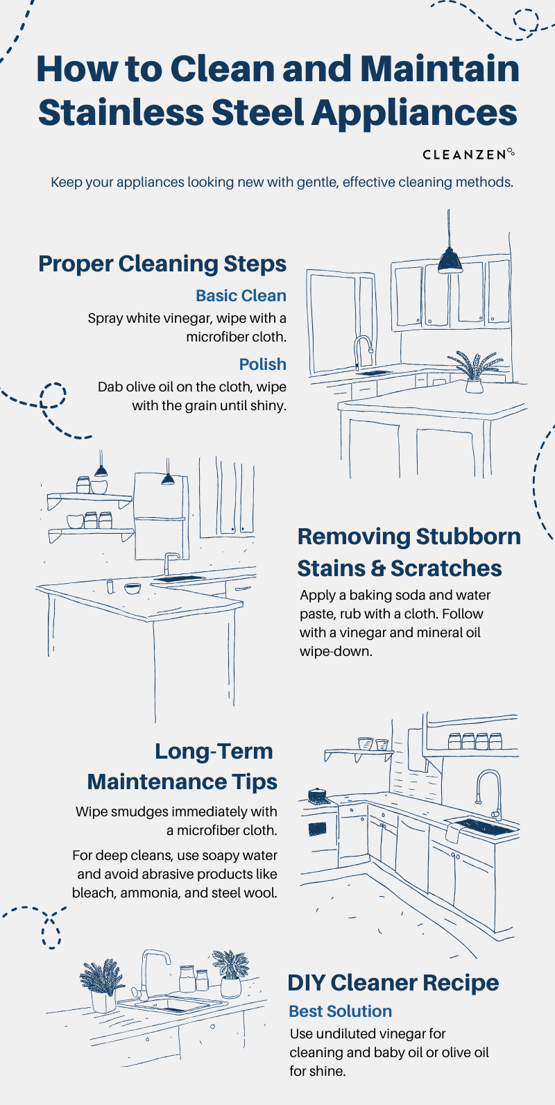 How to Clean Stainless Steel Appliances Cleanzen Infographic