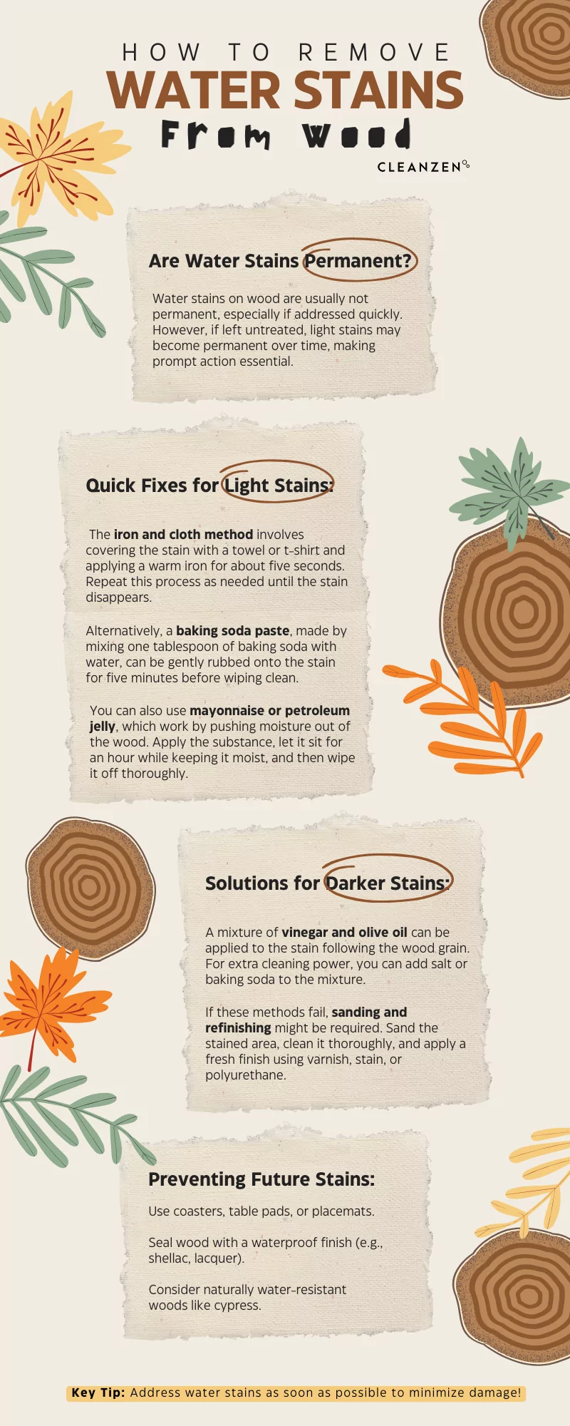 How to Remove Water Stains From Wood Cleanzen Infographic