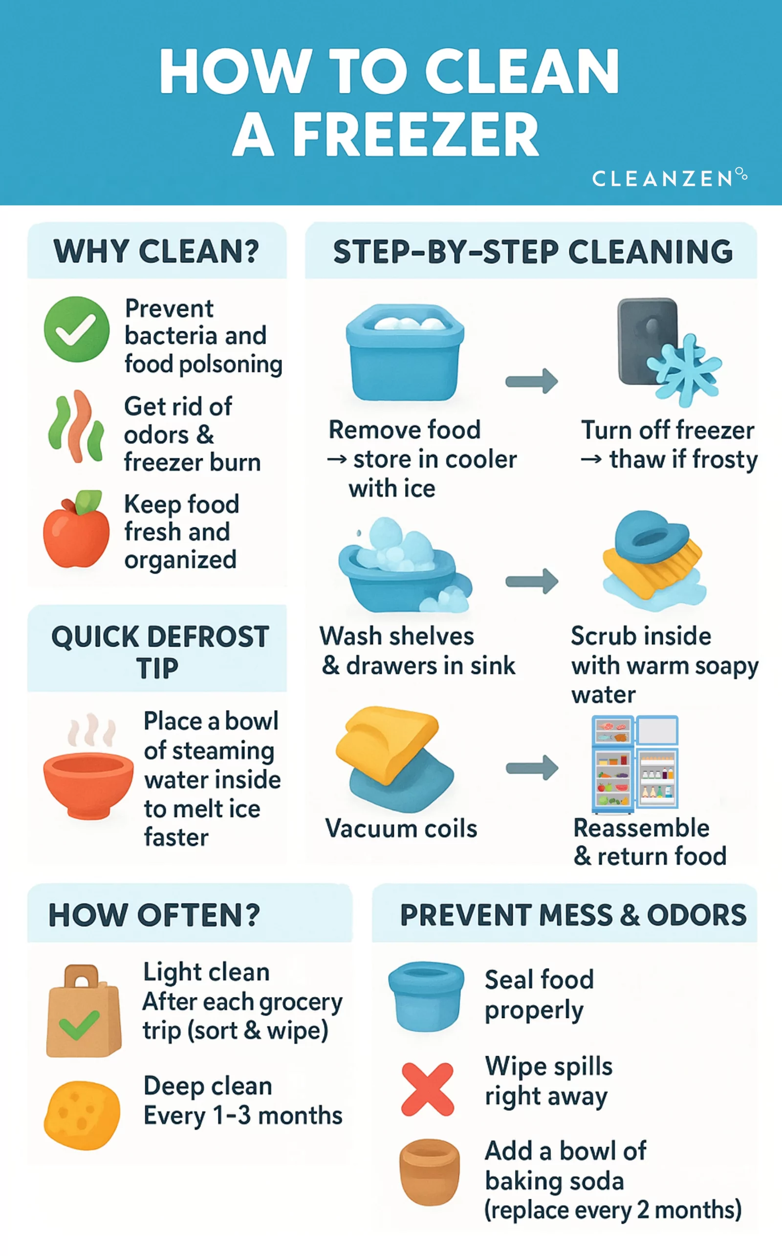 How to Clean a Freezer - Cleanzen